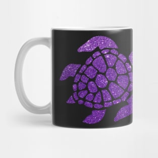 Purple Faux Glitter Turtle Mug